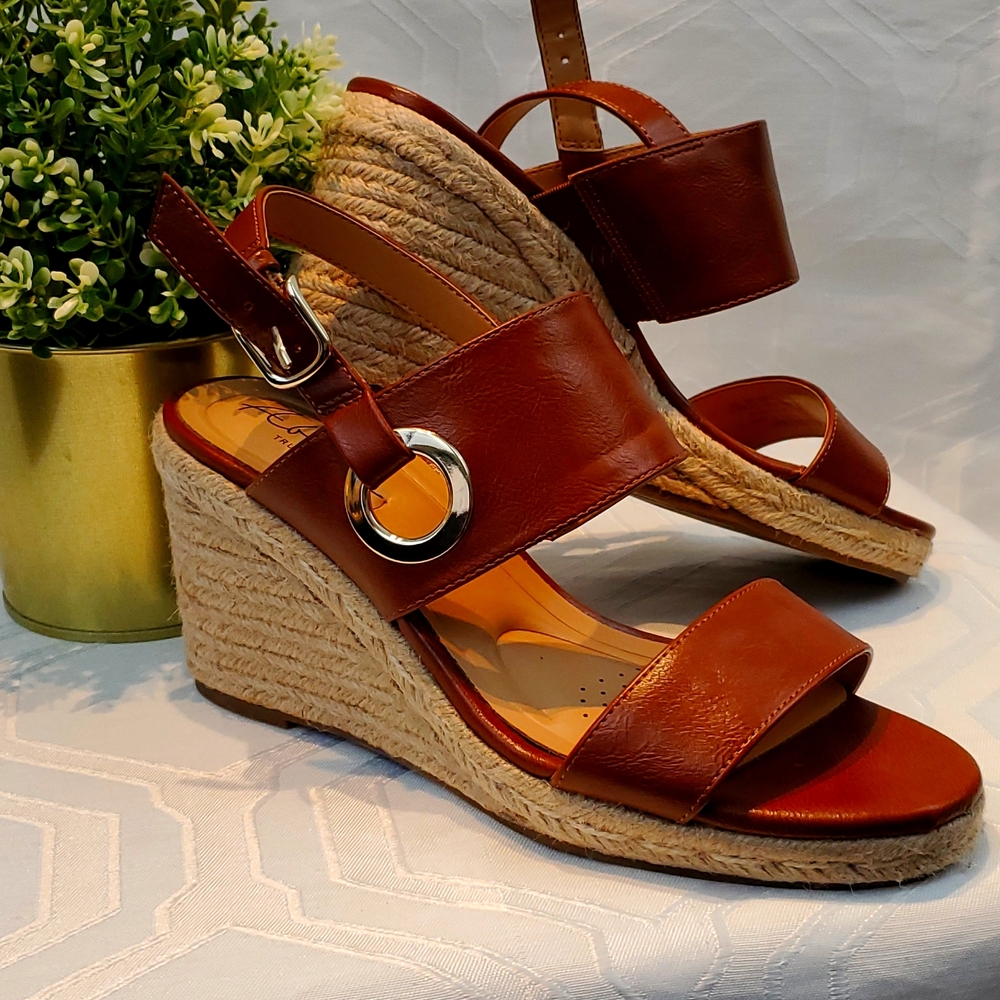 Abella Taya Wedge Espadrille Sandal Brown 8.5